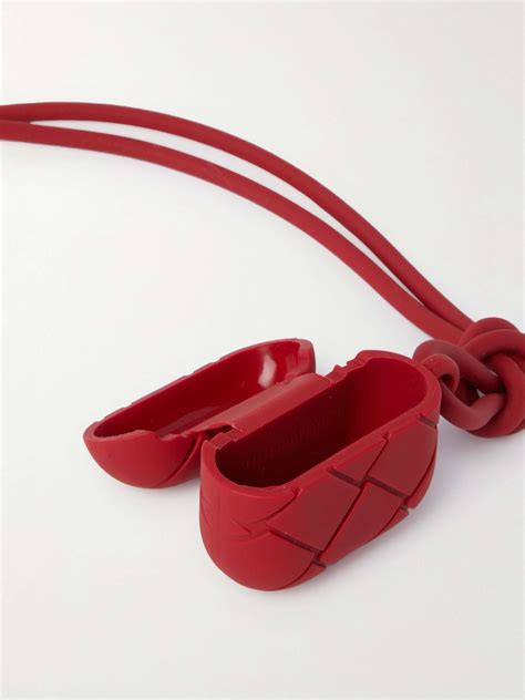Red Intrecciato Rubber Airpods Pro Case With Lanyard Bottega Veneta Mr Porter