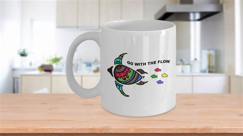 Go With The Flow Turtle Mug Turtle Lover Mug Turtle Mug Cup