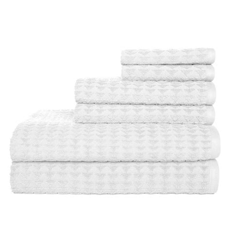 Brayson 6 Piece White Dobby Solid Cotton Bath Towel Set 4978t7w100