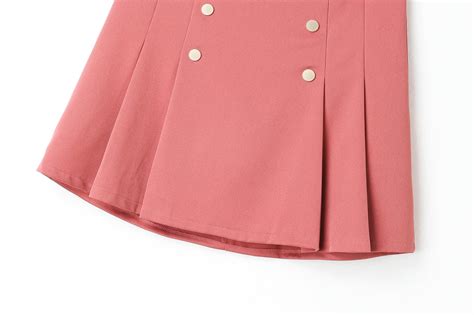 Adelynn Pleat Double Breast Buttons Plus Size Mini Skirt Pink Black