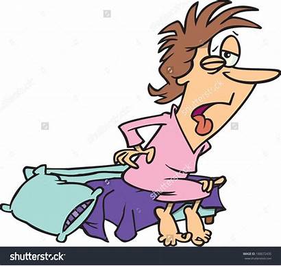 Tired Bed Cartoon Getting Woman Exhausted Clipart