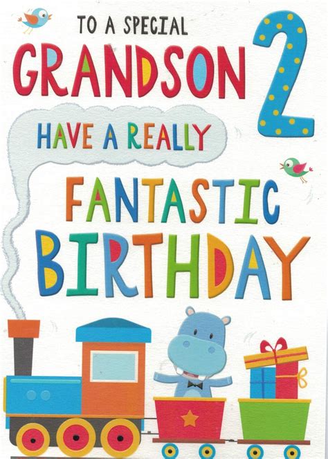 regal publishing juvenile birthday card age 2 grandson 9 x 6 inches grey blue red gold