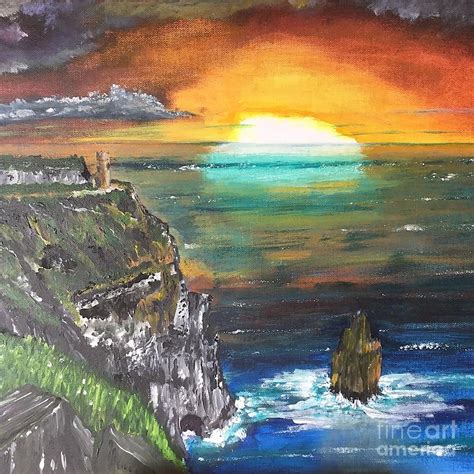 Cliffs Of Moher At Sunset County Clare Ireland Painting By Seascapes By