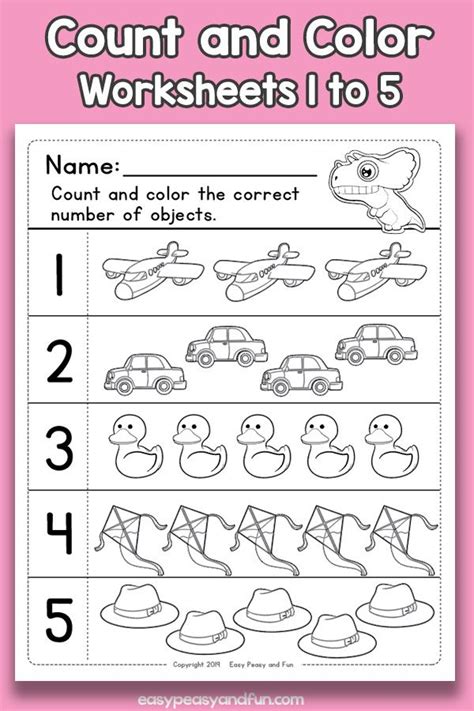 Counting Worksheets 1 5 Thekidsworksheet