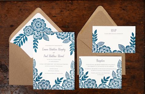 emma paul s floral block printed wedding invitations