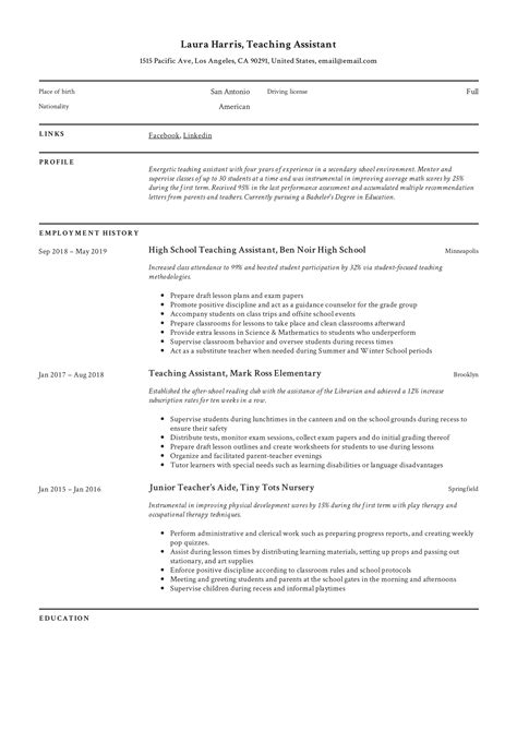 Teacher assistant positions are often among the first jobs to be cut during budget crises. Teaching Assistant Resume & Writing Guide | +12 TEMPLATES | PDF