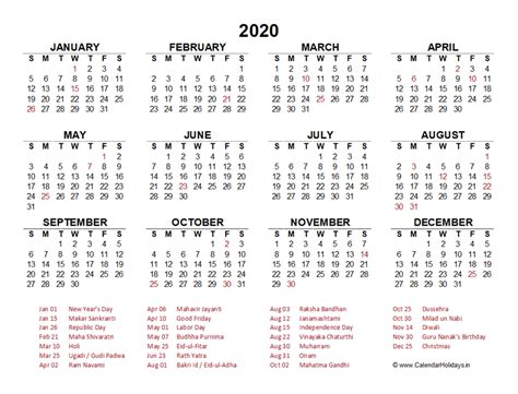 2020 Yearly Template