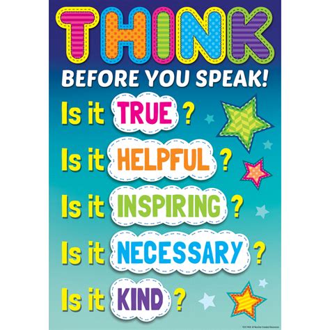 Is part of libre artwork (icons, cursors, wallpapers), which is supported by the following people Think Before You Speak Positive Poster - TCR7408 | Teacher Created Resources