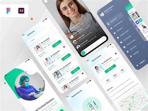 doctor app ui live doctor and menu screens uplabs