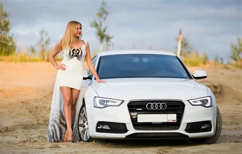 Free Download Wallpaper Look Audi Girls Beautiful Girl White Car