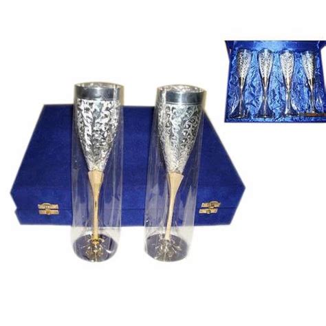 silver plated brass champagne glass set at rs 600 set wine glass set in moradabad id 9976429655