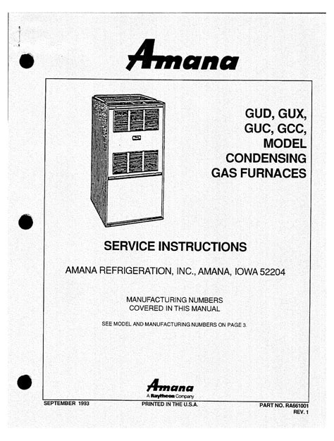 Amana Gud Series Service Instructions Manual Pdf Download Manualslib
