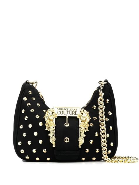 Versace Studded Shoulder Bag Black Editorialist