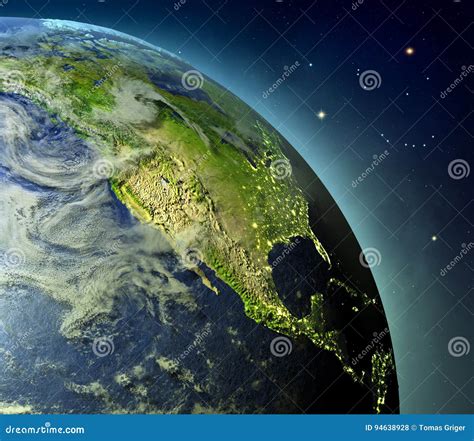 North America From Earths Orbit Stock Illustration Illustration Of