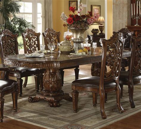 Putting large, heavy furniture into a small room will make it feel cramped, while choosing light and airy styles can make a big room seem empty. Acme Furniture Vendome Traditional Formal Dining Table ...