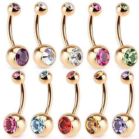 Hot 1 Pc Unisex 9 Colors Charm Golden Crystal Ring Body Piercing