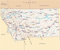 Large map of Montana state with relief, highways and major cities ...