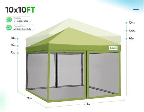 Quictent 10x10 Ez Pop Up Canopy Screen House With Netting Instant