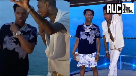 Lil Baby Links Up With Blueface On Private Yacht In Miami Youtube