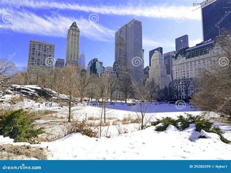 Central Park In The Snow New York Stock Image Image Of Cold