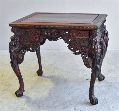 Sold Price Japanese Partners Desk Circa 1900 With Detailed Carvings Of