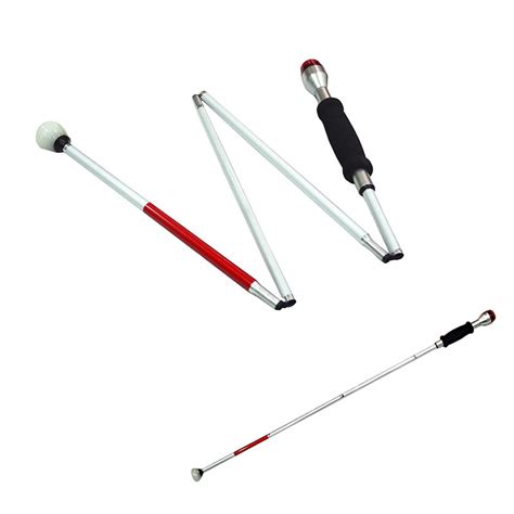 Aluminum Mobility Folding 5 Sections White Cane For Vision Impaired And