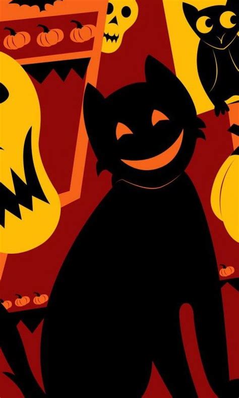 Retro Black Cat Iphone Wallpaper For Halloween Halloween