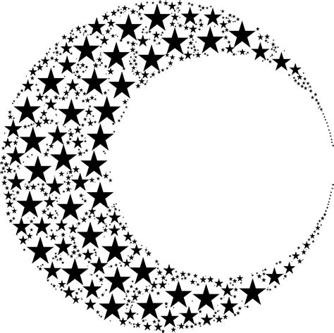 Moon And Stars Png Circle Stars Circle Black And White Png Clipart