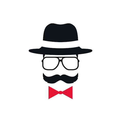 premium vector hipster in hat glasses and red bow tie portrait of man with mustache vector