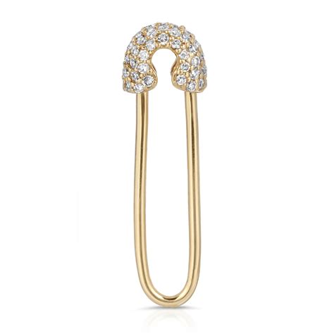 Diamond And 14k Gold Safety Pin Earring Eklexic