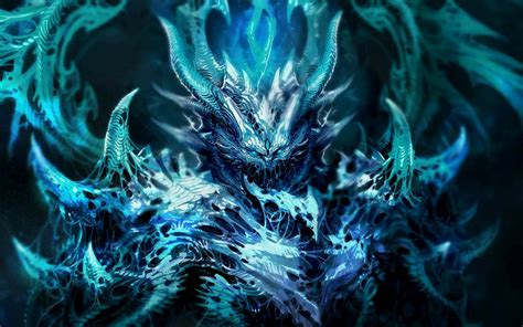 Dark Fantasy Demon Satan Angel Monster Creature 3d Magic Horns Blue Art