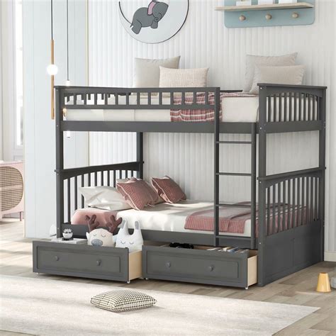 Piscis Bunk Beds Full Over Full Size Solid Wood Full Bunk Beds With