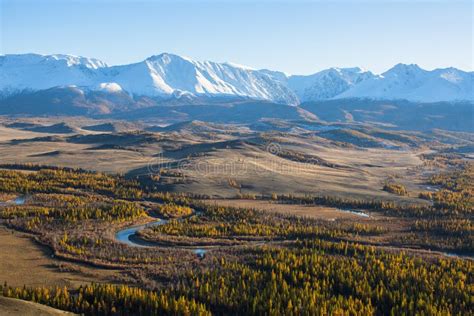 Valley And Snow Mountain Altai Mountains Chuya Ridge West Siberia