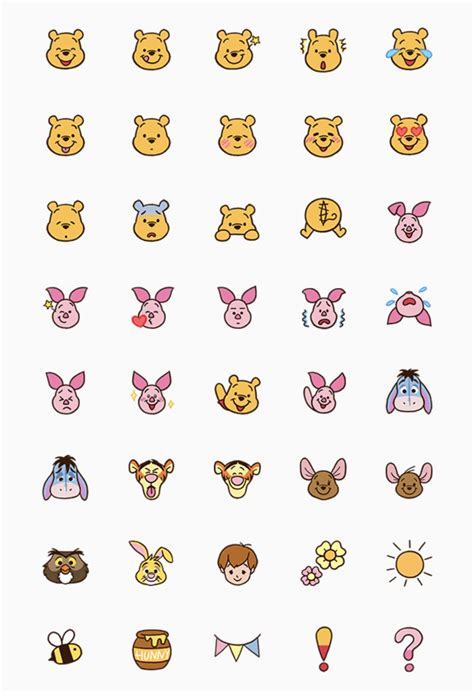 Winnie The Pooh Emoji Set Disney Doodles Winnie The Pooh Drawing