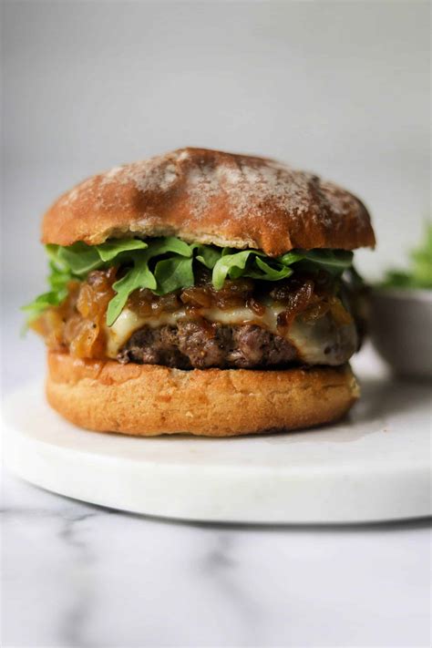 Caramelized Onion Burgers With Arugula With Video The Healthy Epicurean