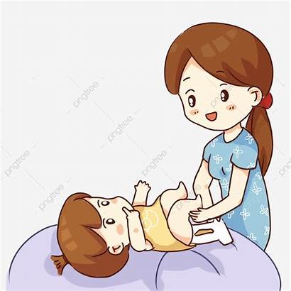 Diaper Cartoon Change Changing Mom Clipart Care