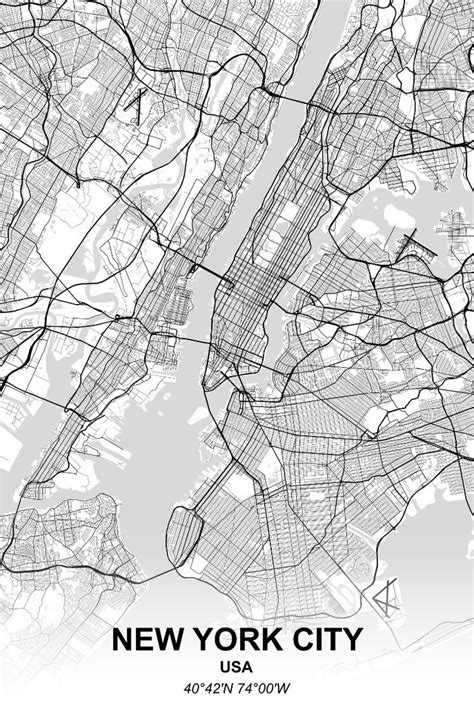 New York City City Map Poster By Iwoko Displate New York City Map