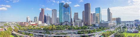 Houston Skyline Day Pano 2 Houston Panorama Color Canvas Print