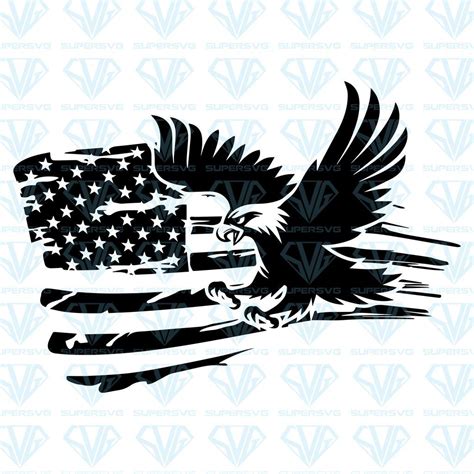 Distressed American Flag With An Eagle Svg Files For Silhouette Files