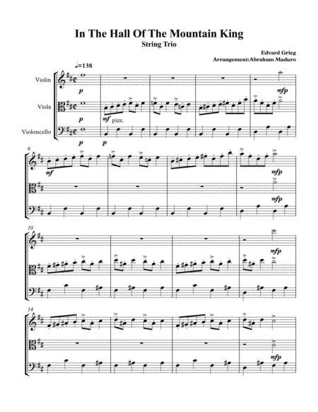 In The Hall Of The Mountain King Violin Viola And Cello Trio Sheet