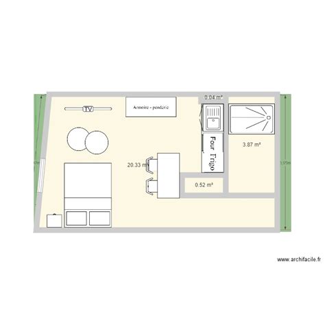 T1 27m  Plan 4 pièces 25 m2 dessiné par bcard