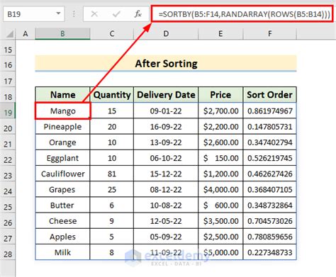 How To Perform Random Sort In Excel 6 Easy Methods