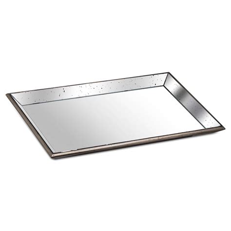 Astor Distressed Large Mirrored Tray With Wooden Detailing | From 
