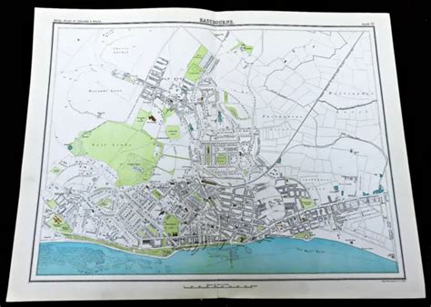 1893 Antique Map Of Eastbourne Town Centre Street Plan Old Town East