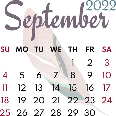 Mes Calendario Septiembre 2022 5365648 Vector En Vecteezy