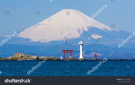 Japan Shrine And Lighthouse From Sagami Bay At Yokosuka Kanagawa