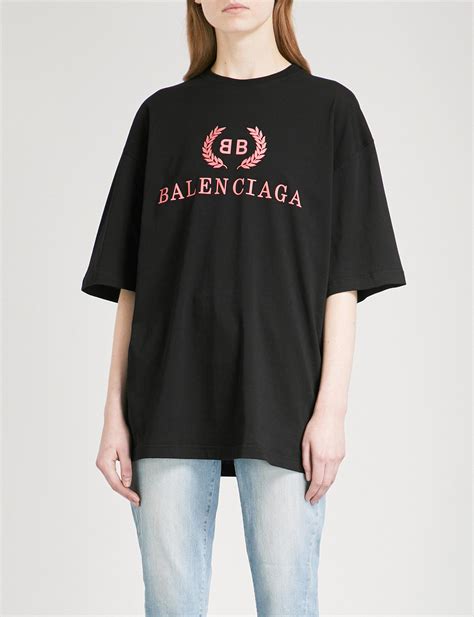 balenciaga oversized cotton jersey t shirt in black lyst