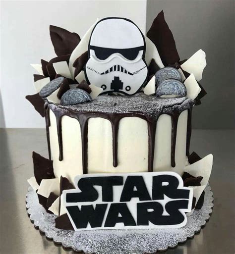 Star Wars Cake White Buttercream With Dark Chocolate Drip War Cake