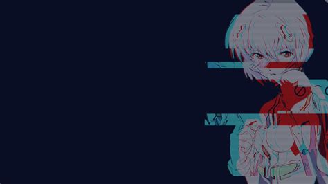 Glitch Art Vaporwave Neon Genesis Evangelion Anime Ayanami Rei Hd