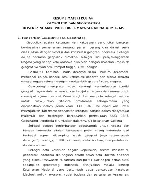 Lalu sebenarnya apa itu resume kuliah? Resume Materi Mata Kuliah Geopolitik Dan Geostrategi Eva